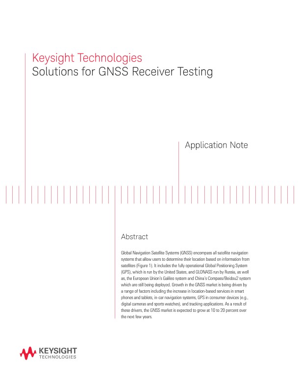 Solutions for GNSS Receiver Testing PDF Asset Page Keysight